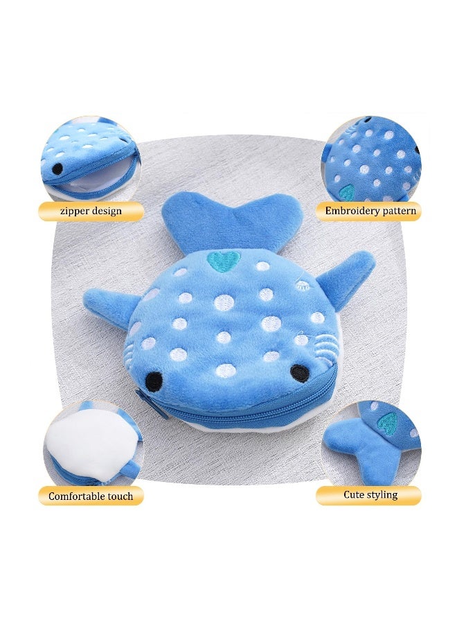 Adorable Shark Plush Coin Purse for Women, Versatile Small Wallet and Cosmetic Bag in Blue - Image 3