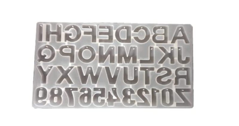 Miss Royale Miss Royale Silicone Deepen Letter Molds Backward Resin Casting Big Alphabet Number Reusable Epoxy Molds for DIY Keychain Pendant Earring Chololate Cake Alphabet Mold with Hole