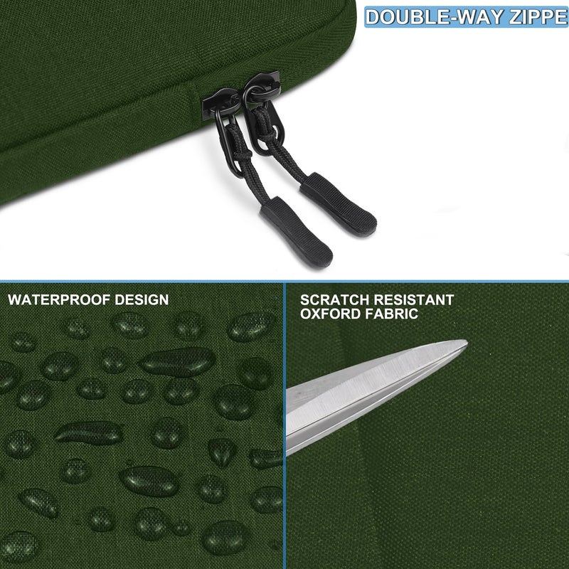 Naukay Laptop Sleeve Case, Shockproof Protective Computer Sleeve Cover with Accessories Pocket, Water Resistant Traveling Carrying 15.6 inch Laptop Bag Compatible for MacBook Dell HP Acer Lenovo, Army Green - Image 5
