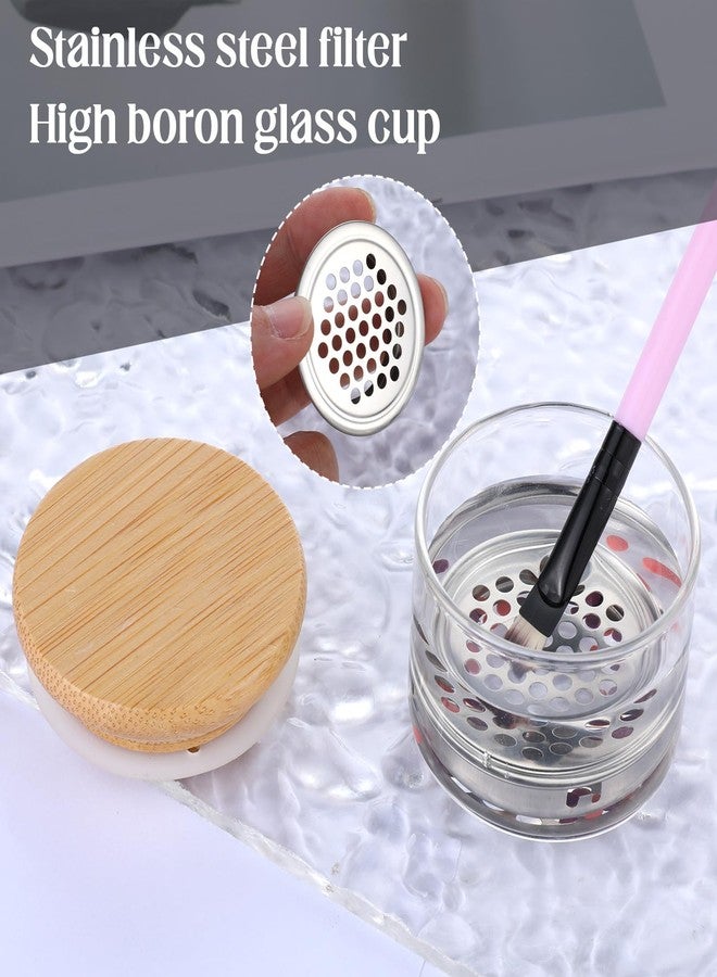 EupHHonycs Nail Brushes Washing Cup, Acrylic Liquid Powder Glass Dappen Dish Glass Cup, Mesh Acrylic Liquid Powder Removal Dappen Dish with Lid & Mesh Layered Brushes Washer - Image 5