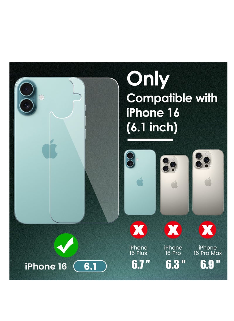 Generic 2 Pack Back Screen Protectors for iPhone 16, Bubble-Free & Scratch-Resistant Tempered Glass Back Film (6.1 inch)  - Image 2