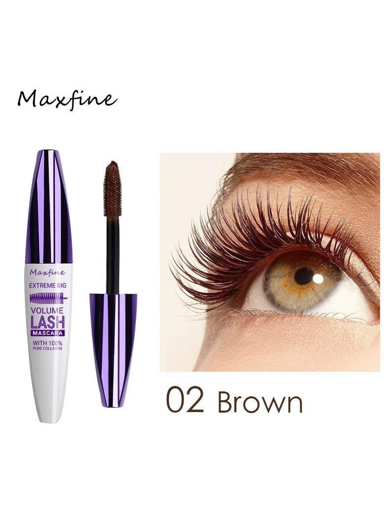 Maxfine 5D Volumising Mascara Proof Fiber Mascara - Natural Length Durable Curling Mascara - Mascara Long Lasting Thick (Brown) - Image 1