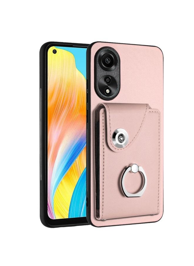 HuHa Case Cover For OPPO A78 4G Global Organ Card Bag Ring Holder PU Phone Case Pink 