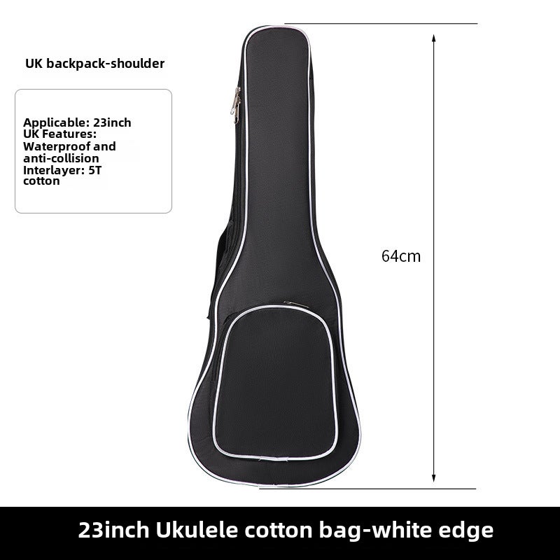 Generic Padded Guitar Backpack for Electric Guitar Bass 23 inch-white edge cotton bag 