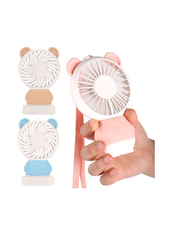 NIBEMINENT Light Emitting Lovely 7-Colors ABS Summer Hand Mini Fan Pink/White - Image 2