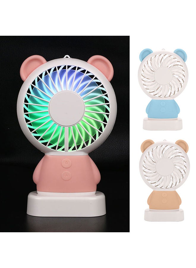 NIBEMINENT Light Emitting Lovely 7-Colors ABS Summer Hand Mini Fan Pink/White - Image 3