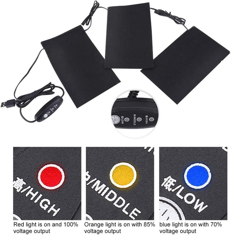 Clothes Heating Pad, USB Electric Heating Pads Cloth, 3 Gears Foldable Washable Heat Pad for Outdoor Winter Camping Night - Image 3