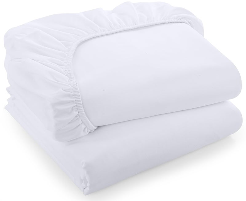 Utopia Bedding Twin XL Fitted Sheets  Bulk Pack of 2 Bottom Sheets  Soft Brushed Microfiber  Deep Pockets  Shrinkage  Fade Resistant  Easy Care Twin XL White