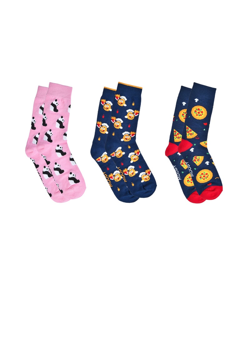 MOODY SOCKS Moody's Men Weheart Socks MF-7305-P3 Soft Cotton Crew Socks (Pack of 3, Mixed Colors)40-45 (EU). - Image 1