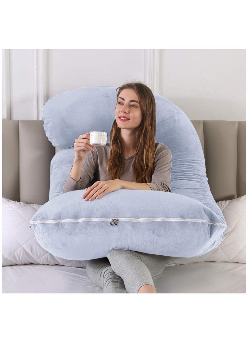 Pregnancy Pillow for sleeping, Grey G Shaped Full Body Pillow and Maternity Support with Replaceable and Washable Velvet Cover