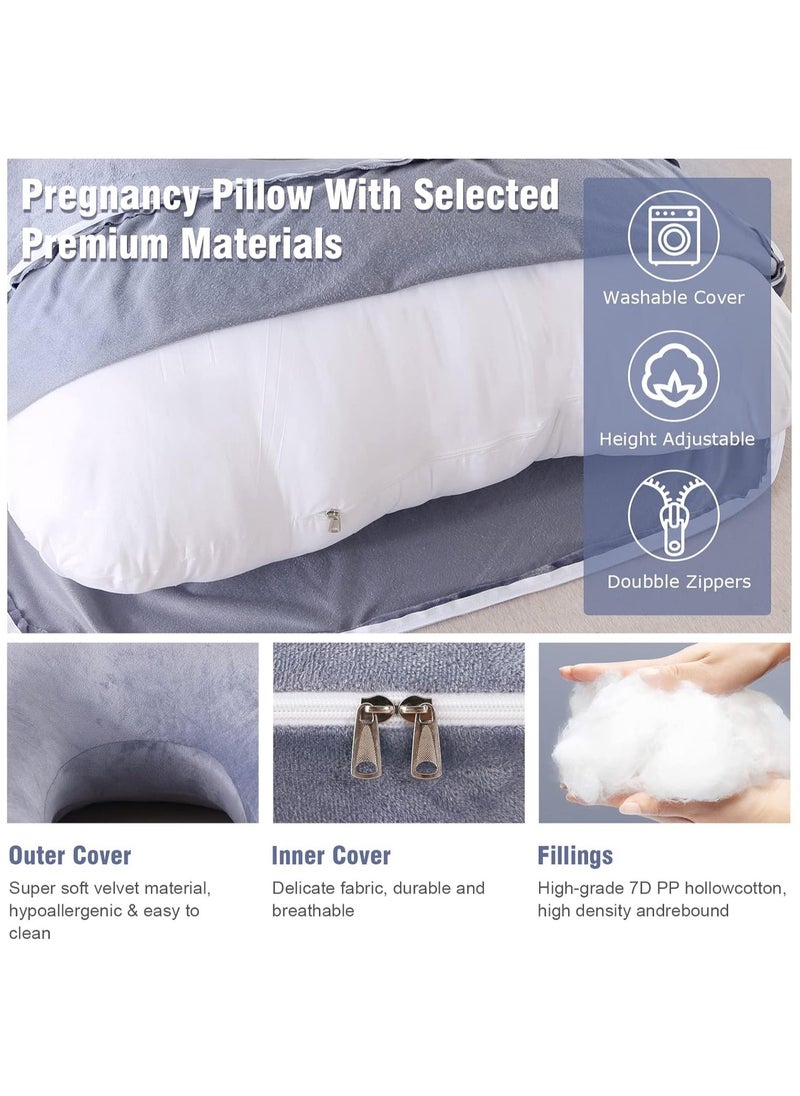 Arabest Pregnancy Pillow for sleeping, Grey G Shaped Full Body Pillow and Maternity Support with Replaceable and Washable Velvet Cover  - Image 5