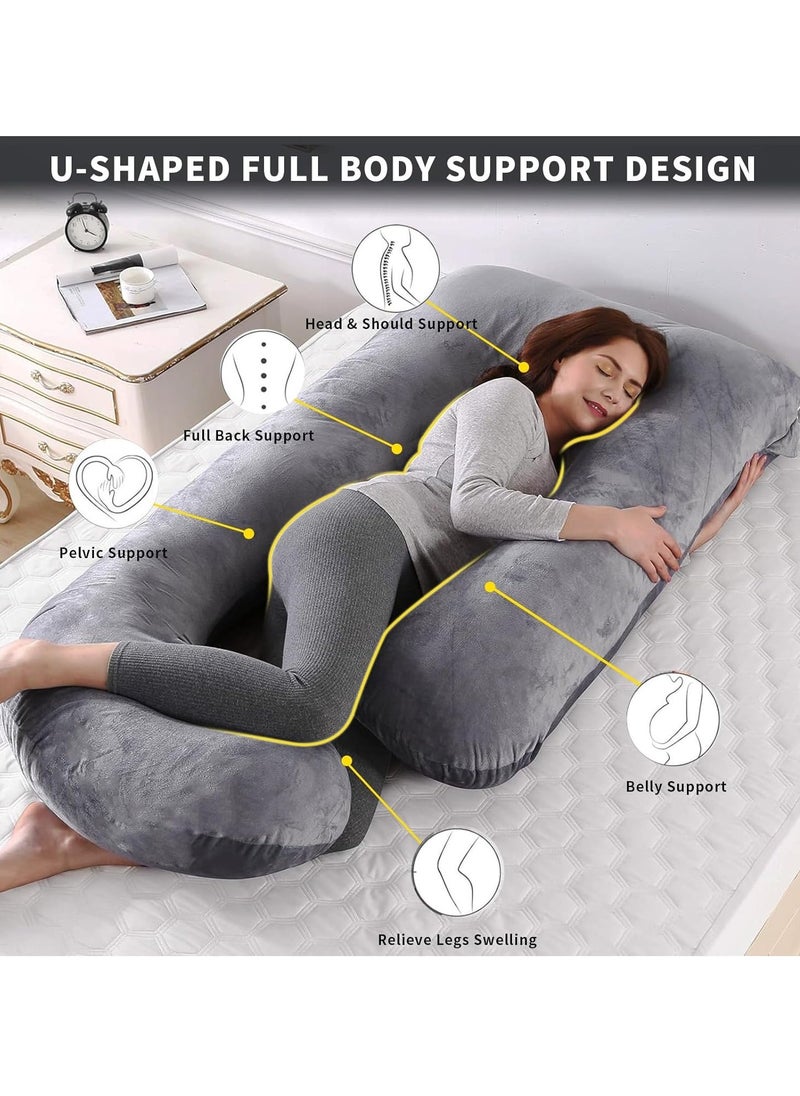 Arabest Pregnancy Pillow for sleeping, Grey G Shaped Full Body Pillow and Maternity Support with Replaceable and Washable Velvet Cover  - Image 2