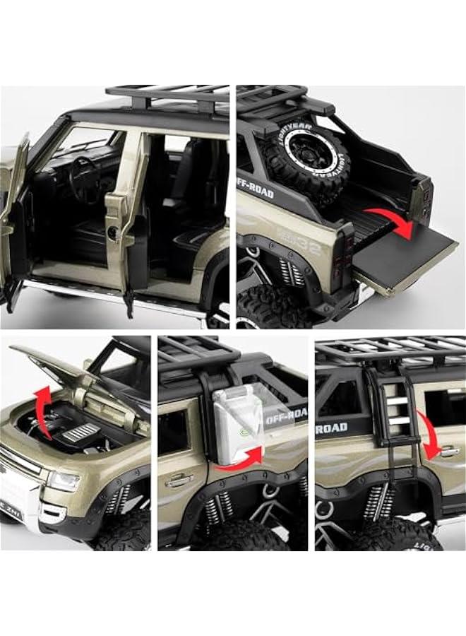 Toy Car Compatible for 1:24 Land Rover Defender Six Wheels Off Road Pickup Car Model, Pull Back Diecast Truck Collectible Truck with Sounds ＆ Lights for Kids Boys Girls and Adults, Gift Green.  - Image 4