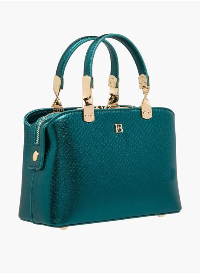 Women Textured Tote Bag with Double Handle and Chain Strap