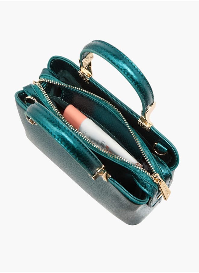 Women Textured Tote Bag with Double Handle and Chain Strap