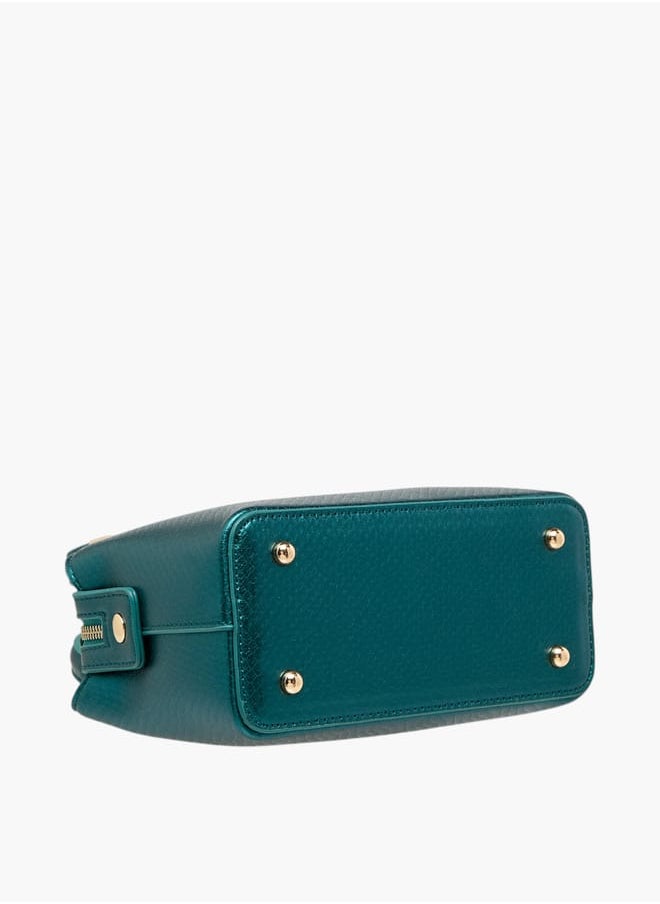 Women Textured Tote Bag with Double Handle and Chain Strap