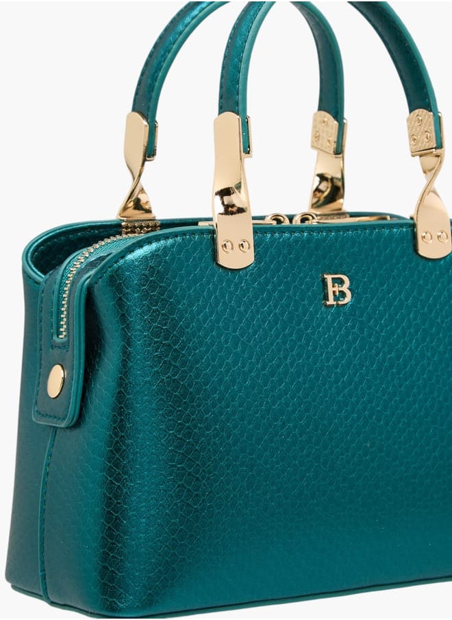 Women Textured Tote Bag with Double Handle and Chain Strap