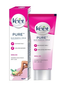 Veet Pure Hair Removal Cream for Women With No Ammonia Smell Normal Skin Suitable for Legs Underarms, Bikini Line, Arms | 2x Longer Lasting Smoothness than Razors 100gm Pack of 2  - Image 4
