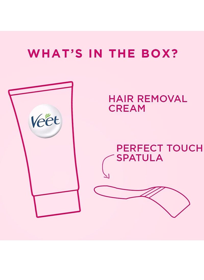 Veet Pure Hair Removal Cream for Women With No Ammonia Smell Normal Skin Suitable for Legs Underarms, Bikini Line, Arms | 2x Longer Lasting Smoothness than Razors 100gm Pack of 2  - Image 2