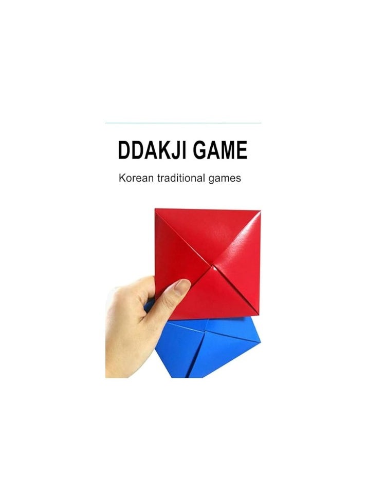 Generic - Flip-Up Paper Ddakji Game, Blue and Red Ddakji Game, Hard Cardboard Hitting Game, Game with Friends (2 Ddakji) - Image 1