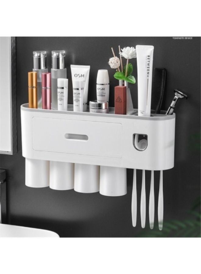 Wall Mounted Toothbrush Holder And Toothpaste Dispenser With 4 Cups - Image 3