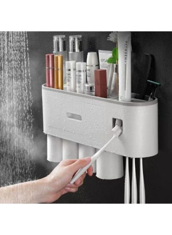 Wall Mounted Toothbrush Holder And Toothpaste Dispenser With 4 Cups - Image 4