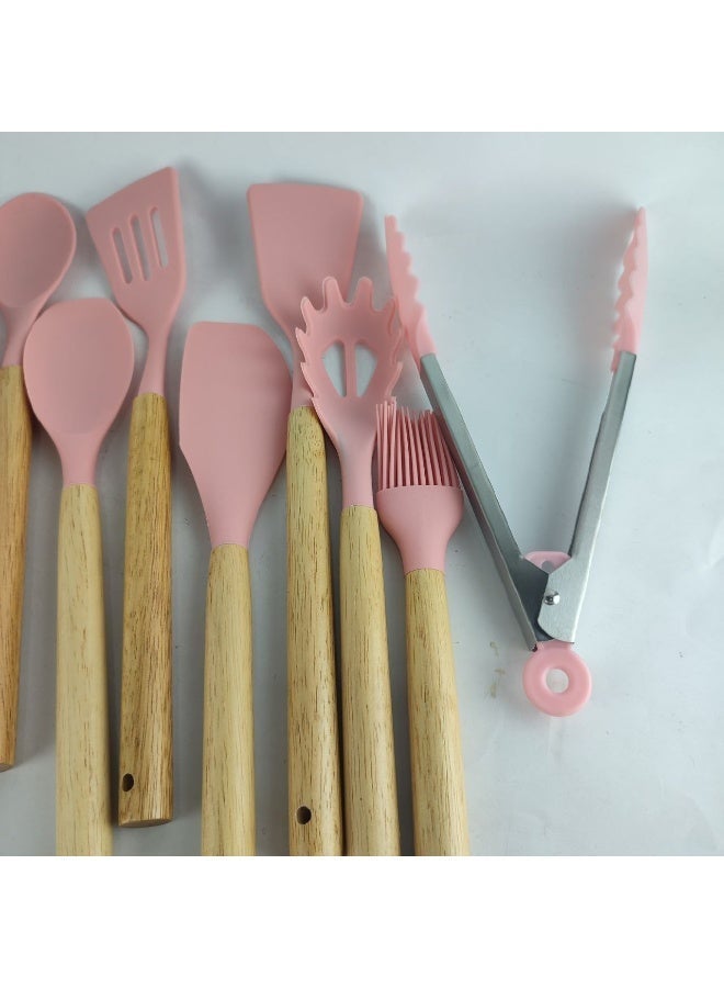 High-quality silicone food distribution set with wooden handle - 12 pieces - Image 3