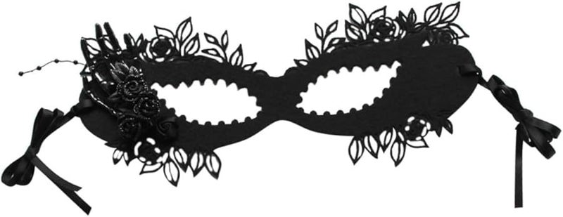 Black Felt Half Face Mask for Women Elegant Lady Dance Costume Accessory Carnival Party Stage Performance - Image 1