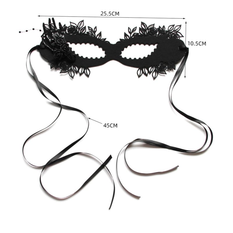 Black Felt Half Face Mask for Women Elegant Lady Dance Costume Accessory Carnival Party Stage Performance - Image 3