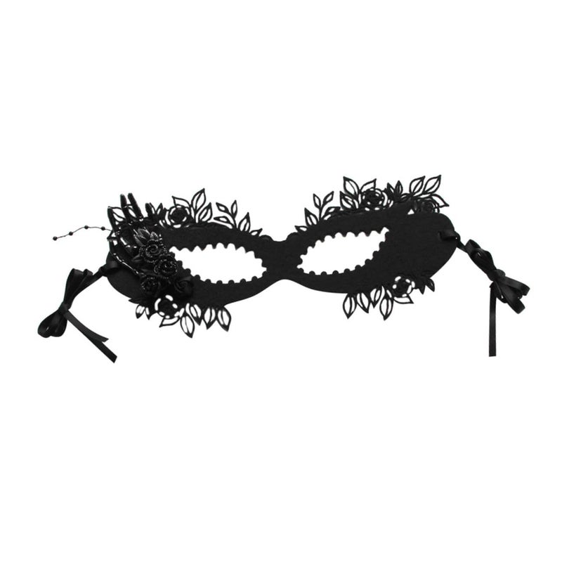 Black Felt Half Face Mask for Women Elegant Lady Dance Costume Accessory Carnival Party Stage Performance - Image 2