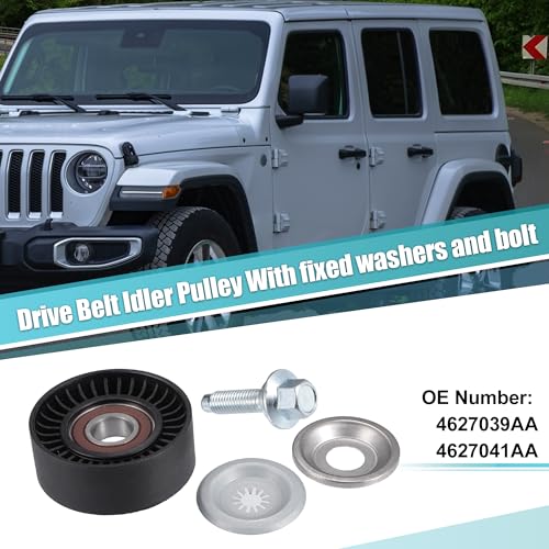 ACROPIX Drive Belt Idler Pulley Fit for Jeep Wrangler 6 Cyl 3.6L 2012-2019 No.4627039AA/4627041AA - Pack of 4 - Image 2