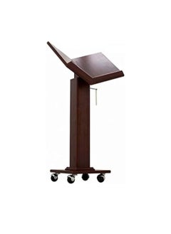 Generic A movable wooden Quran stand adjustable to a height of up to 125 feet and equipped with brown wheels 