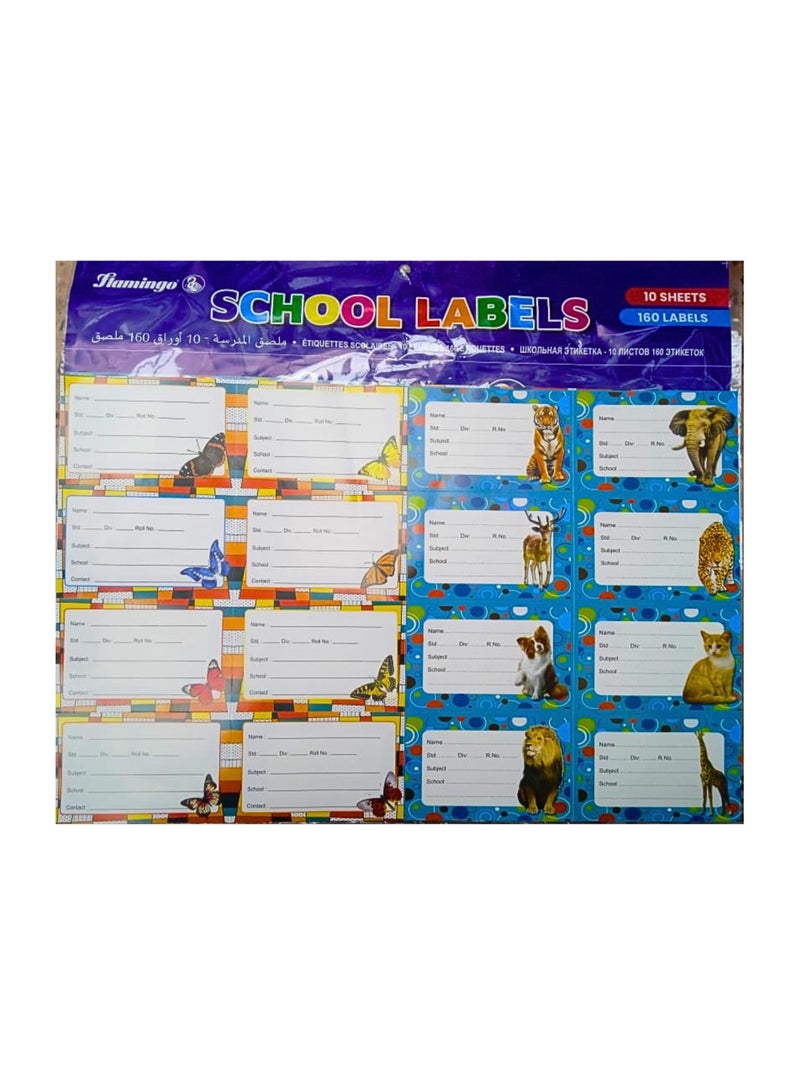 Flamingo Schools Labels Diamond Holographic 10 Sheets 160 labells - Image 2