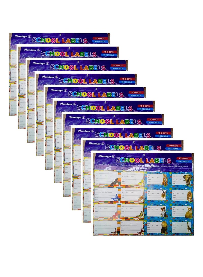 Flamingo Schools Labels Diamond Holographic 10 Sheets 160 labells - Image 1