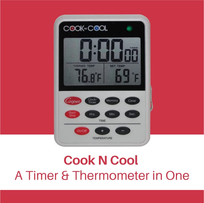 Cooper-Atkins مقياس حرارة اللحم الرقمي Cooper-Atkins DTT361-01، مقياس حرارة التبريد (Cook N Cool - مراقب درجة حرارة الطهي والتبريد) - Image 2