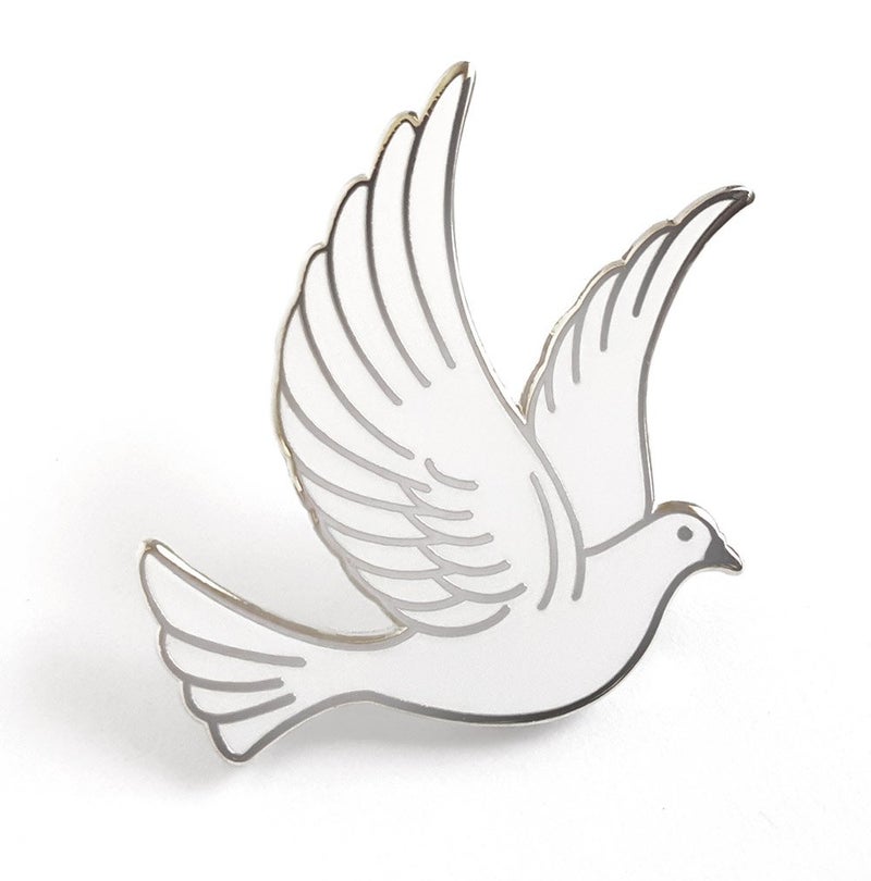 Pinsanity White Dove Enamel Lapel Pin - Image 1