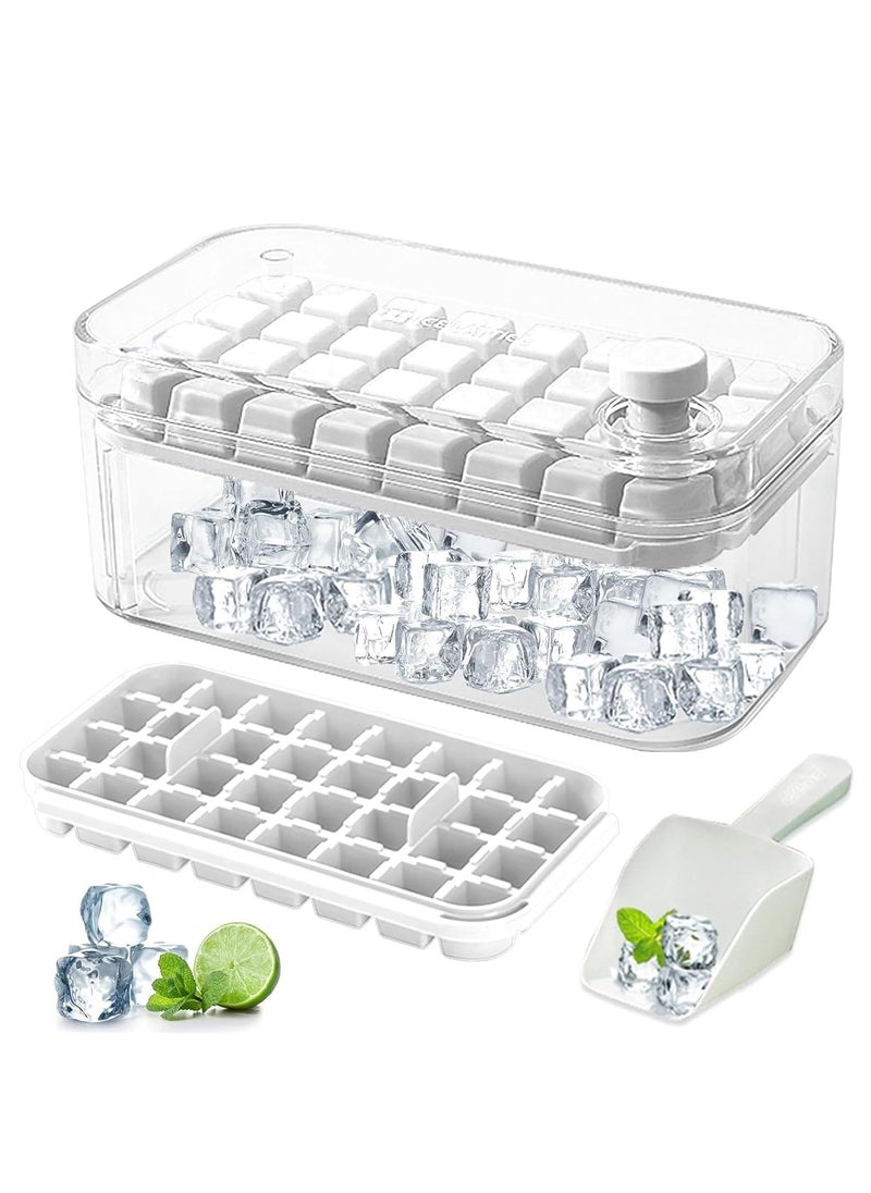 Vparty - Ice Cube Tray with Lid and Bin, 64 pcs Cubes & 2 Trays Easy Release Ice Mold for Freezer, BPA Free Plastic Molds Making for Whiskey, Cocktail, Drink - Image 1