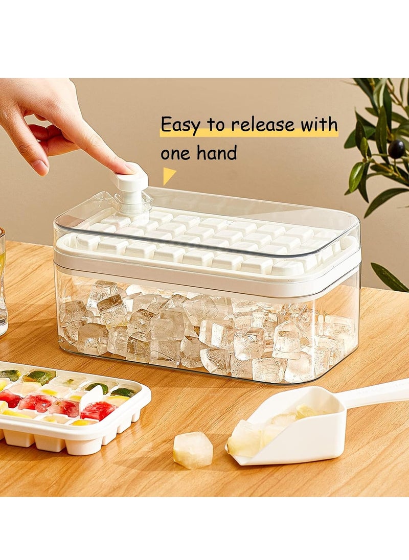 Vparty - Ice Cube Tray with Lid and Bin, 64 pcs Cubes & 2 Trays Easy Release Ice Mold for Freezer, BPA Free Plastic Molds Making for Whiskey, Cocktail, Drink - Image 1