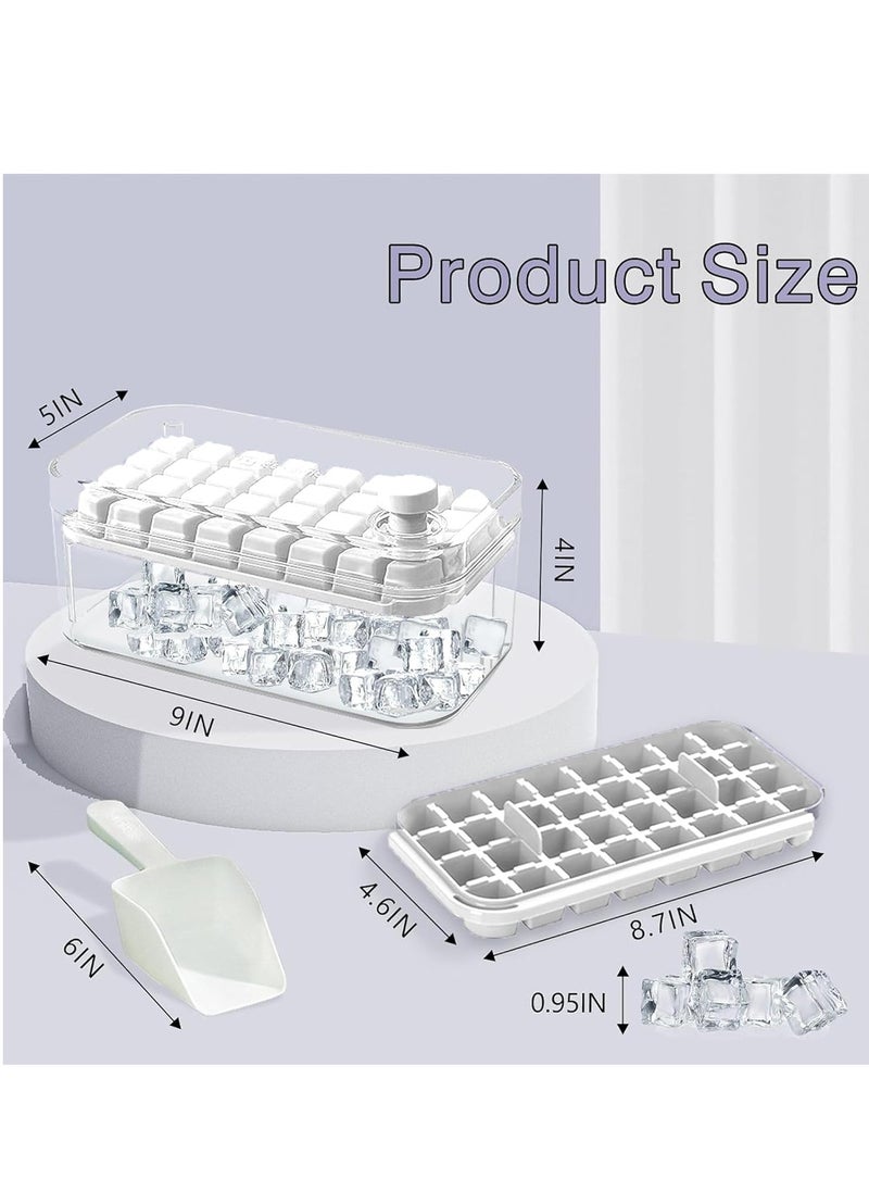 Vparty - Ice Cube Tray with Lid and Bin, 64 pcs Cubes & 2 Trays Easy Release Ice Mold for Freezer, BPA Free Plastic Molds Making for Whiskey, Cocktail, Drink - Image 1
