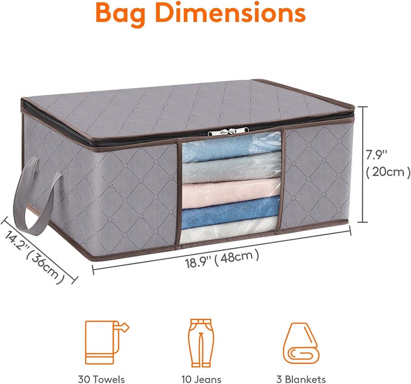 حقيبة تخزين الملابس، صندوق تخزين قابل للطي مع مقبض معزز، نافذة شفافة من القماش المتين للسترات والمعاطف والتيشيرتات والبطانيات، 3 قطع - Image 4