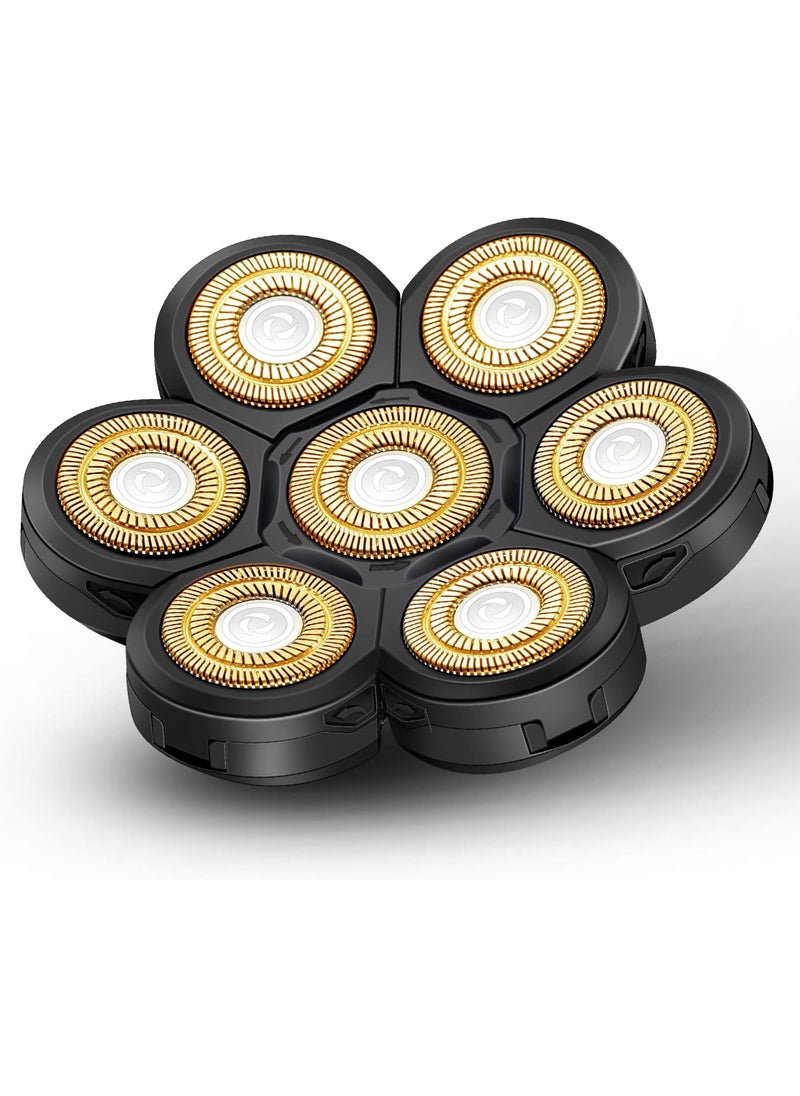Roziapro - Electric Shaver Replacement Head Upgraded 7D Mens Electric Shaving Head Freedom Bald Shavers Blades Wet & Dry Electric Razor Floating Replacement Heads Close Head Shavers Replacement Blades (Gold) - Image 1