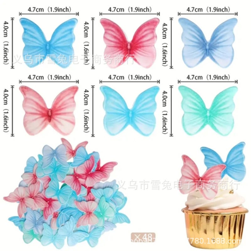 Special For New Watercolor Butterfly Glutinous Rice Paper Birthday Cake Decoration Stickers Wafer Paper Printing - Image 2