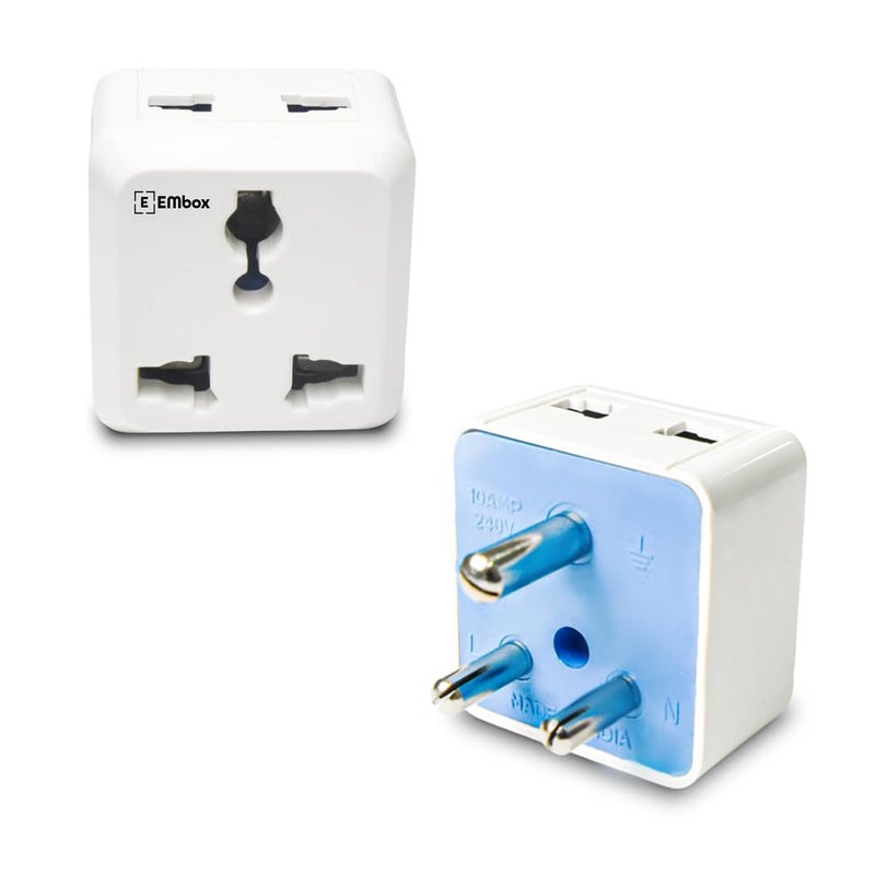 EMBOX محول عالمي 2 دبوس متعدد المآخذ نوع D متوافق مع الولايات المتحدة والمملكة المتحدة والصين، مقبس تمديد مدمج ومحول للكمبيوتر المحمول والهاتف والكاميرا، 6A عبوة من 4 - Image 2