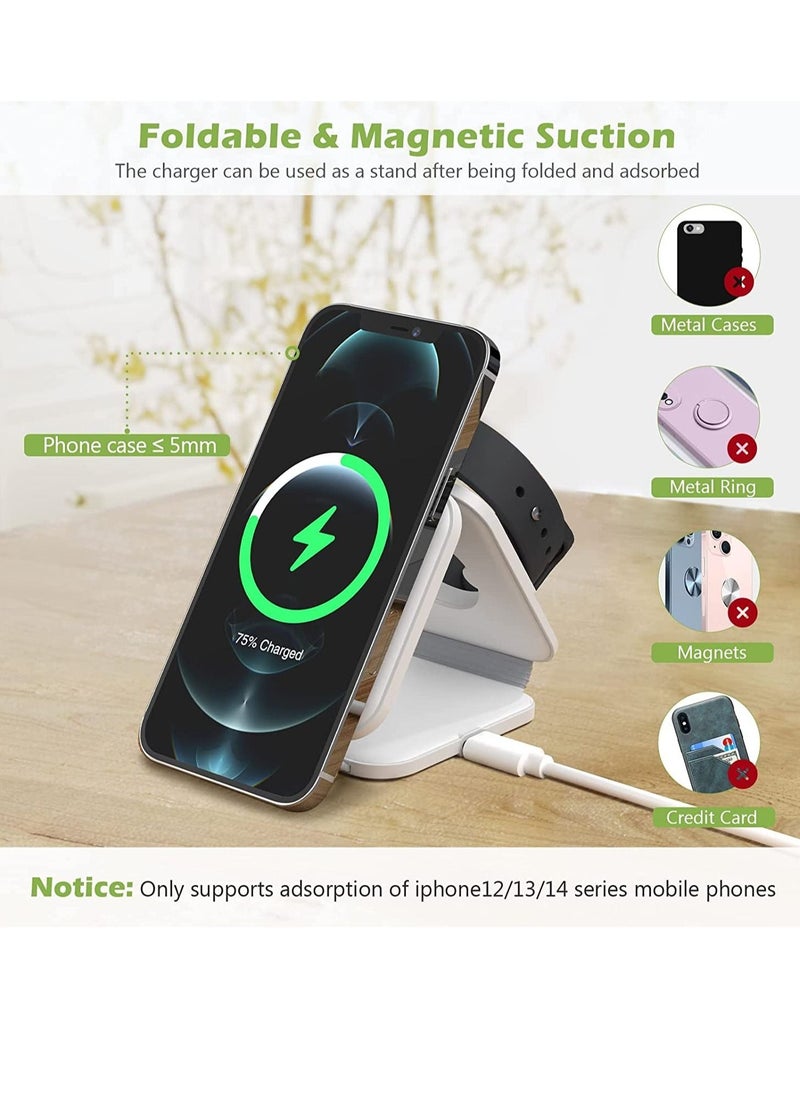 Generic 3 in 1 Wireless Charger, Foldable Magnetic Charger Station, 18W Fast Wireless Charging Pad, Compatible with iPhone 14/13/12/11, Samsung Galaxy, AirPods, Google Pixel  - Image 3