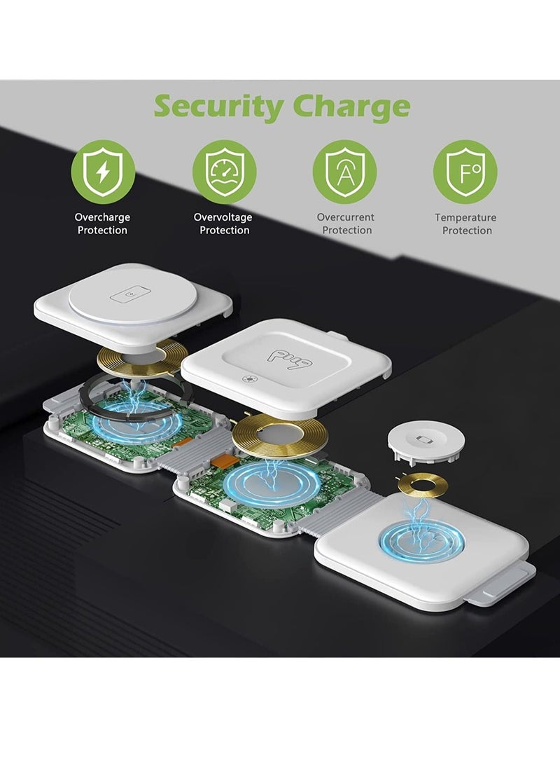 Generic 3 in 1 Wireless Charger, Foldable Magnetic Charger Station, 18W Fast Wireless Charging Pad, Compatible with iPhone 14/13/12/11, Samsung Galaxy, AirPods, Google Pixel  - Image 5