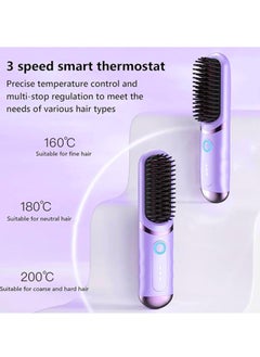SUPREMIUM Electric Hair Straightener Comb - Wireless Heating Brush with Negative Ion Technology, Rechargeable USB Mini Straightener for Travel, Fast Heating Hair Styling Tool  - Image 4