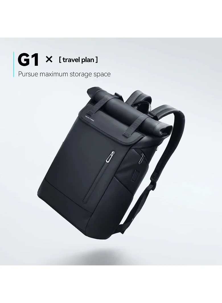 MARK RYDEN MARK RYDEN Laptop Backpack, 17.3 Inch Roll-Top Lightweight Leisure Backpack, Business Laptop Backpack for Men and Women, USB Charging Port, black
