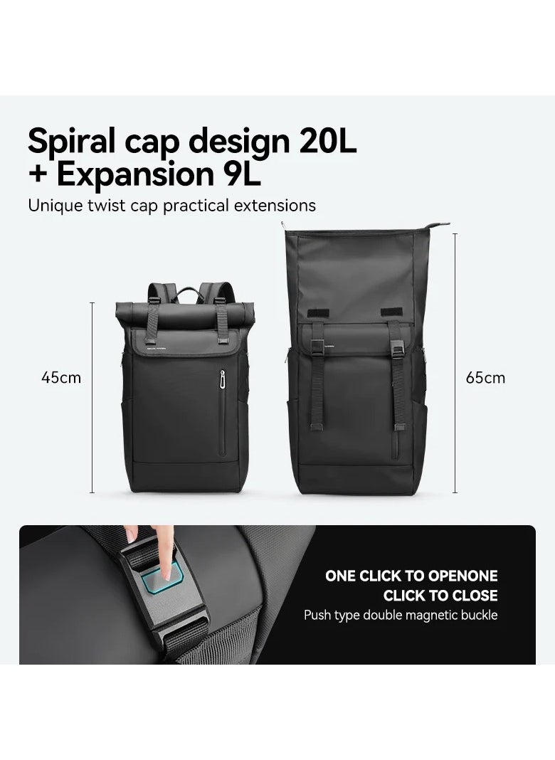 MARK RYDEN MARK RYDEN Laptop Backpack, 17.3 Inch Roll-Top Lightweight Leisure Backpack, Business Laptop Backpack for Men and Women, USB Charging Port, black  - Image 4