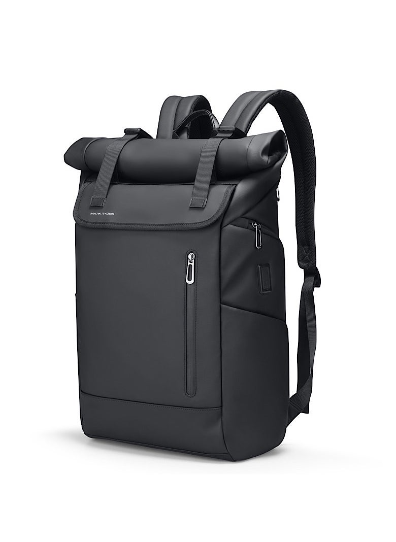 MARK RYDEN MARK RYDEN Laptop Backpack, 17.3 Inch Roll-Top Lightweight Leisure Backpack, Business Laptop Backpack for Men and Women, USB Charging Port, black  - Image 1