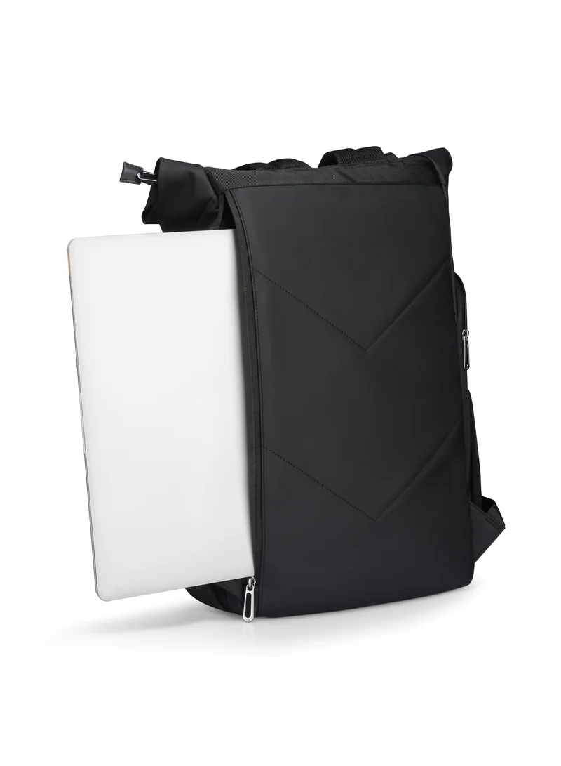MARK RYDEN MARK RYDEN Laptop Backpack, 17.3 Inch Roll-Top Lightweight Leisure Backpack, Business Laptop Backpack for Men and Women, USB Charging Port, black